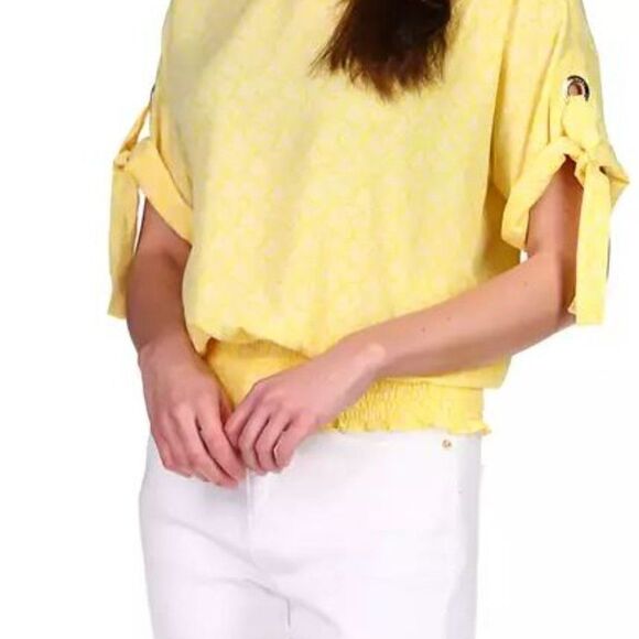 🔥Michael Kors🔥 Paisley-Print Grommet-Sleeve Top - Picture 4 of 4